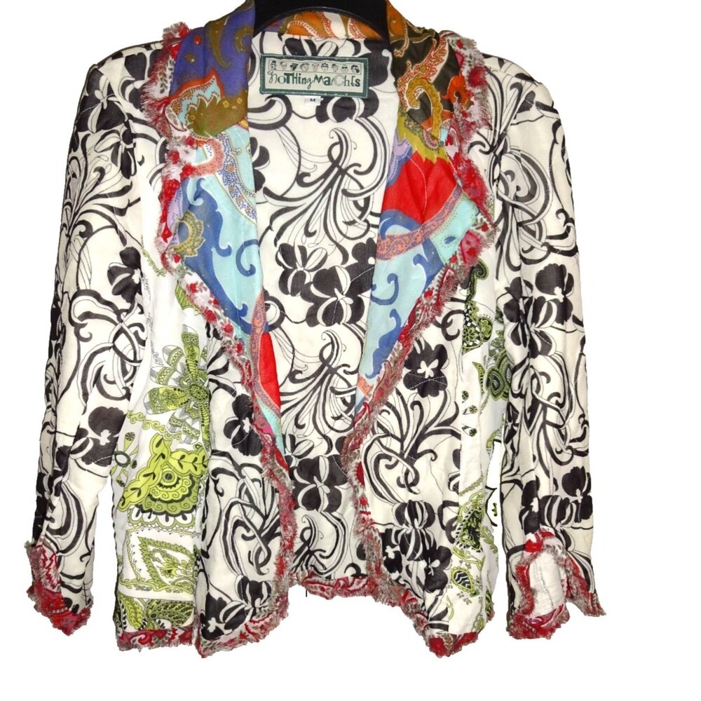 Vintage Nothing Matches Artsy Floral Paisley Blazer Jacket Fringed Womens Medium